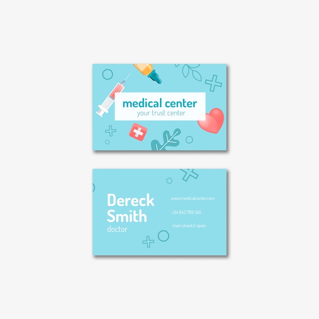 Free PSD medical center horizontal business card template