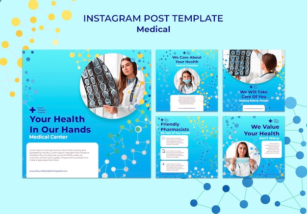 Free PSD medical center instagram posts collection