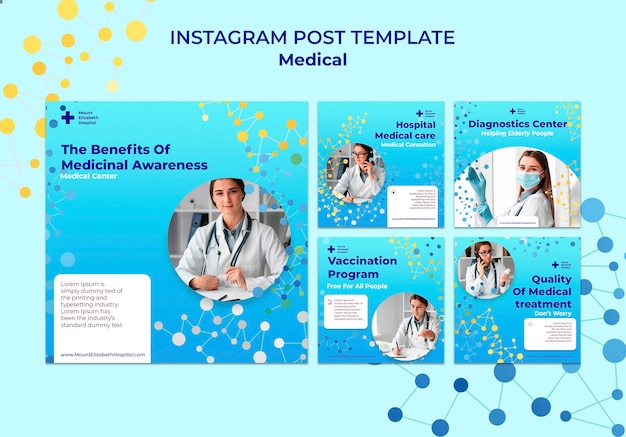 Free PSD medical center instagram posts collection