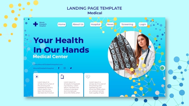 Free PSD medical center landing page template