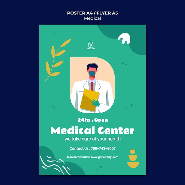 PSD gratuito modello di poster del centro medico