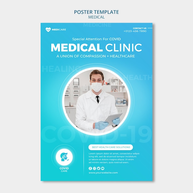 PSD gratuito modello di poster per clinica medica