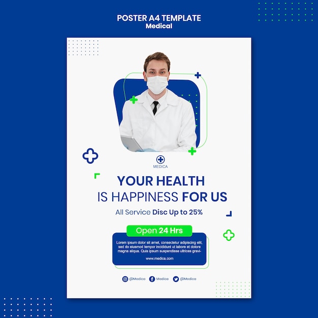 PSD gratuito modello di poster di concetto medico