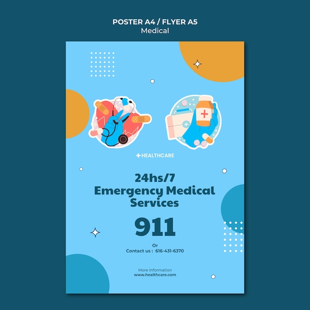 Modello di poster di emergenza medica