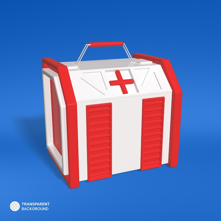 Бесплатный PSD изолированная 3d иллюстрация рендеринга медицинской аптечки первой помощи