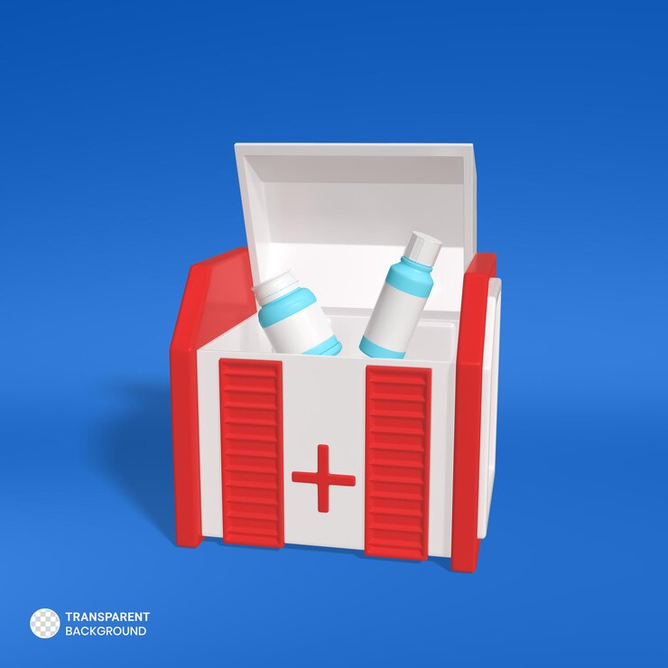Бесплатный PSD изолированная 3d иллюстрация рендеринга медицинской аптечки первой помощи