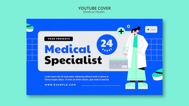 Free PSD medical health youtube cover template