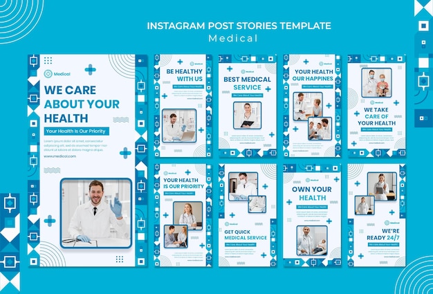 Бесплатный PSD Шаблон оформления медицинских историй instagram