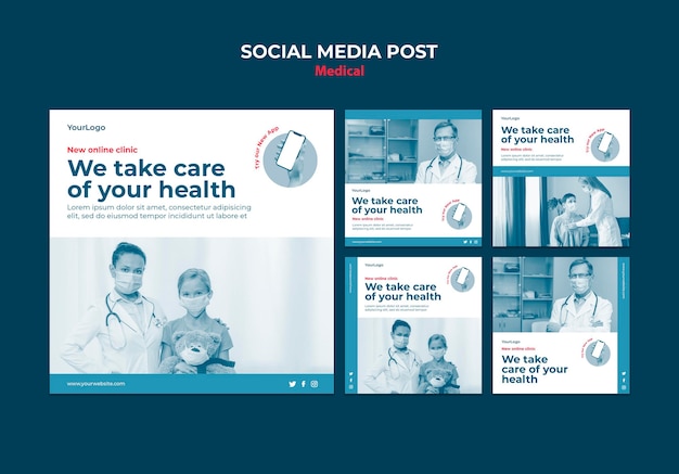 Free PSD medical online clinic social media post