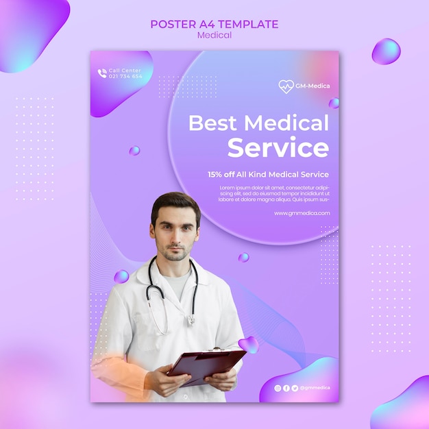 Medical poster template with photo