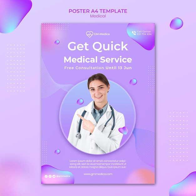 PSD gratuito modello di poster medico con foto