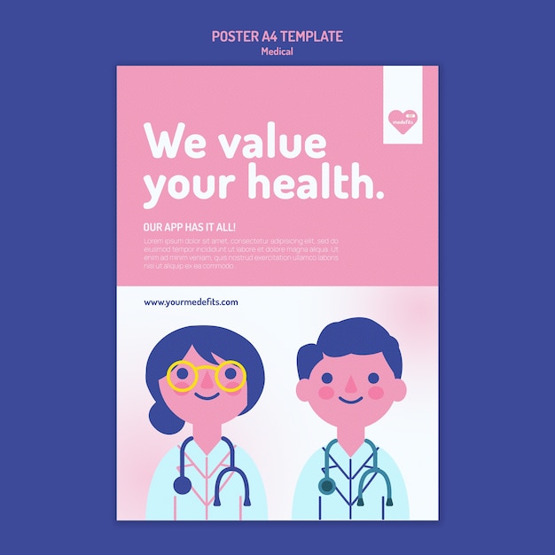 PSD gratuito modello di poster medico