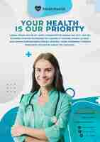 Free PSD medical priority poster template