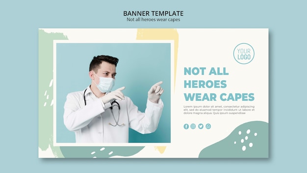 PSD gratuito disegno del modello di banner professionale medico