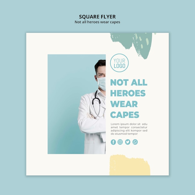 Free PSD medical professional square flyer style