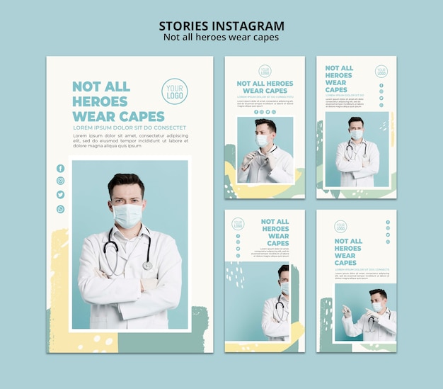 PSD gratuito storie di professionisti medici instagram