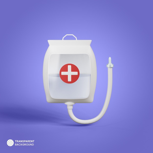 Free PSD medical saline bag icon isolated 3d render illustration