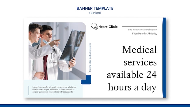 Free PSD medical services banner template with photo
