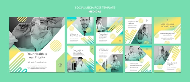 의료 소셜 미디어 게시물 템플릿 프리미엄 PSD 파일