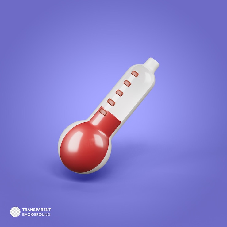 Free PSD medical thermometer icon isolated 3d render illustration
