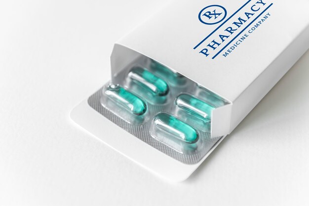 Medication branding and packaging mockup Free Psd