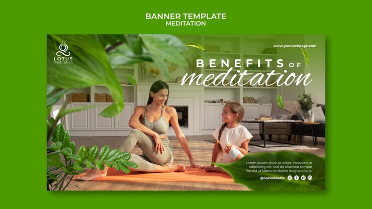 Free PSD meditation benefits banner template