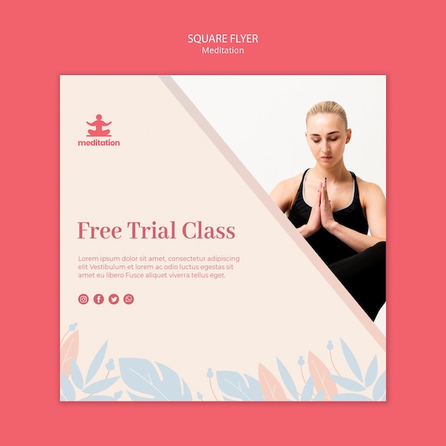 Meditation classes square flyer template