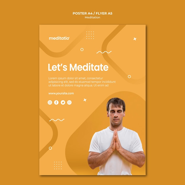 PSD gratuito design del poster concetto di meditazione