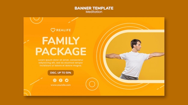 Free PSD meditation family package banner template