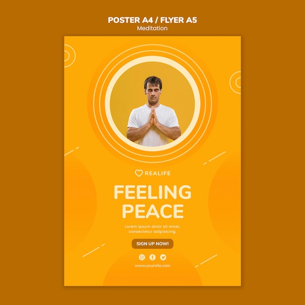 Meditation feeling peace poster template