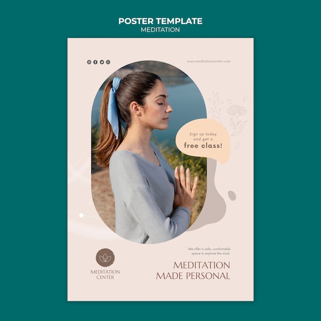 Free PSD meditation free class poster template