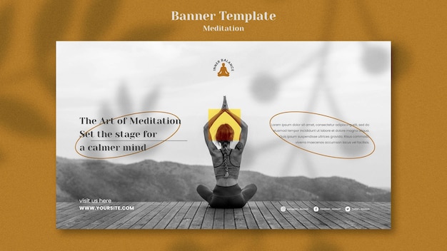 Meditation lifestyle horizontal banner template