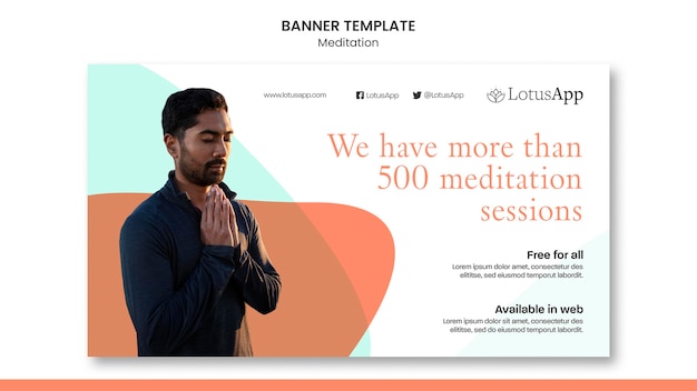 Modello di banner orizzontale stile di vita di meditazione