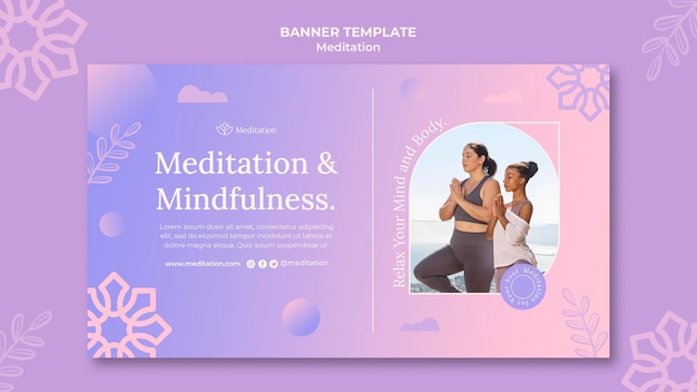 Meditation lifestyle horizontal banner template