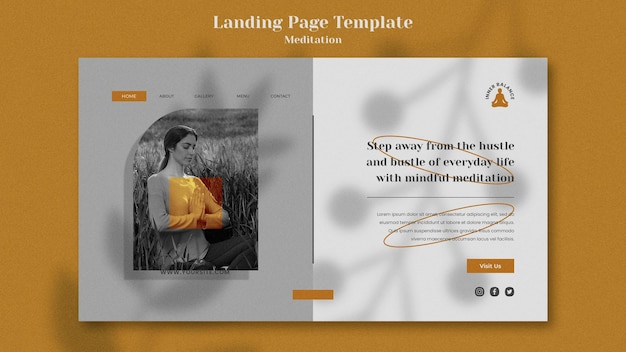 Free PSD meditation lifestyle landing page template