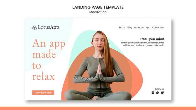 meditation lifestyle landing page template