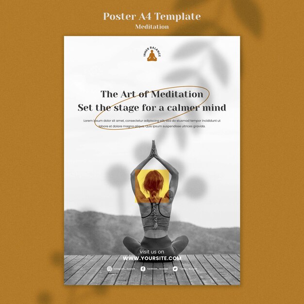 Meditation lifestyle vertical print template