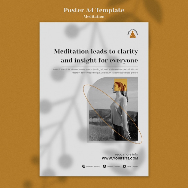 Meditation lifestyle vertical print template – free PSD download