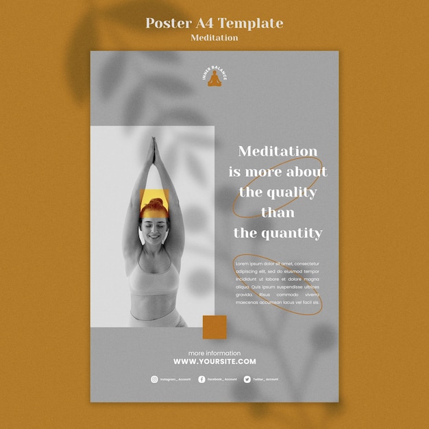 PSD gratuito modello di stampa verticale stile di vita di meditazione