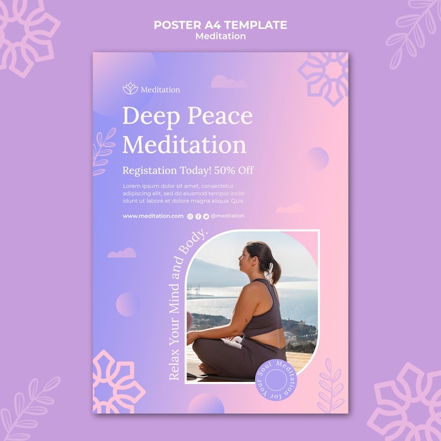 Free PSD meditation lifestyle vertical print template