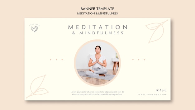 PSD gratuito banner di meditazione e consapevolezza