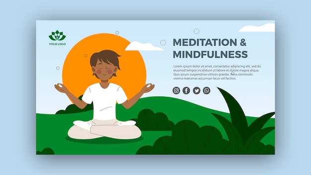 Modello di banner di meditazione e consapevolezza