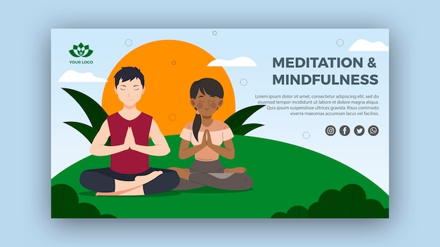 PSD gratuito modello di banner di meditazione e consapevolezza