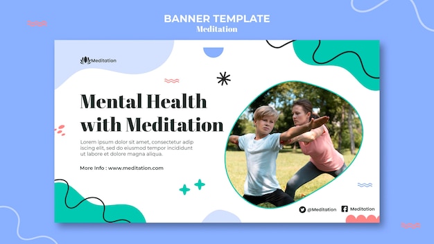 PSD gratuito modello di banner di meditazione e consapevolezza