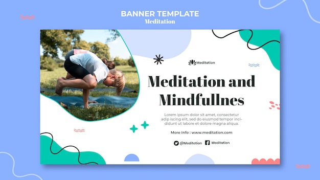 PSD gratuito banner di meditazione e consapevolezza