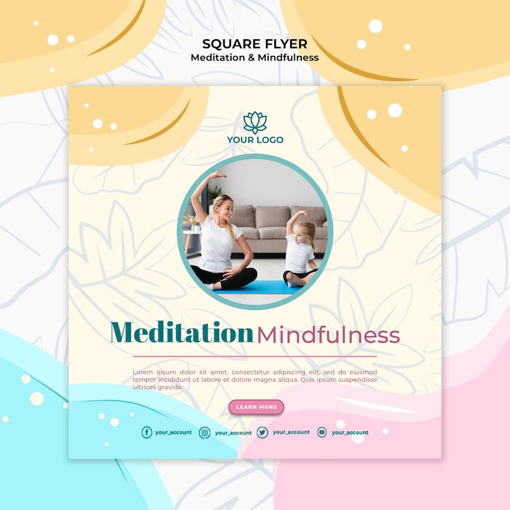 Free PSD meditation and mindfulness flyer