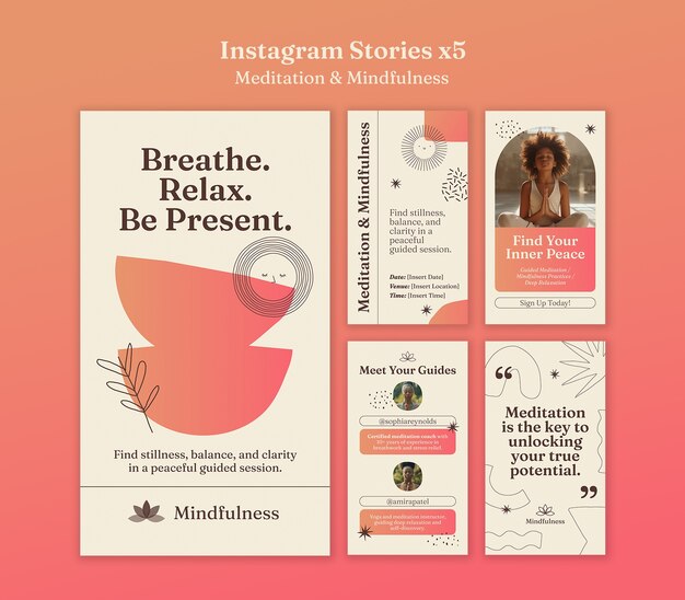 Meditation and mindfulness instagram template design
