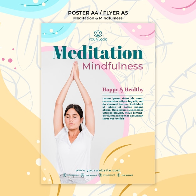 Stile di poster di meditazione e consapevolezza