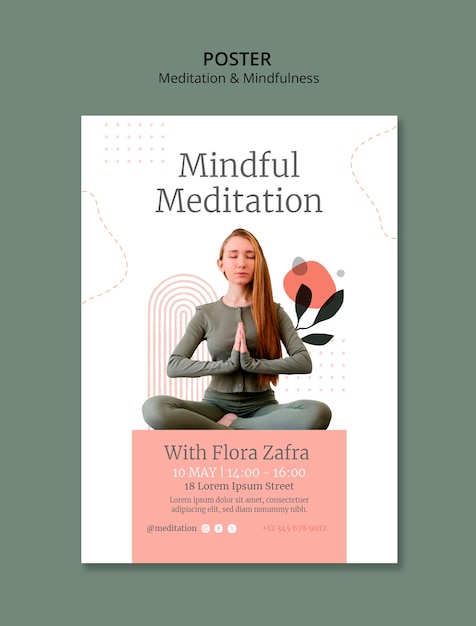 meditation and mindfulness poster template design