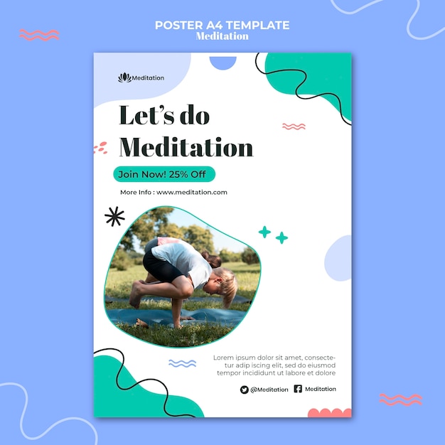 Meditation and mindfulness poster template